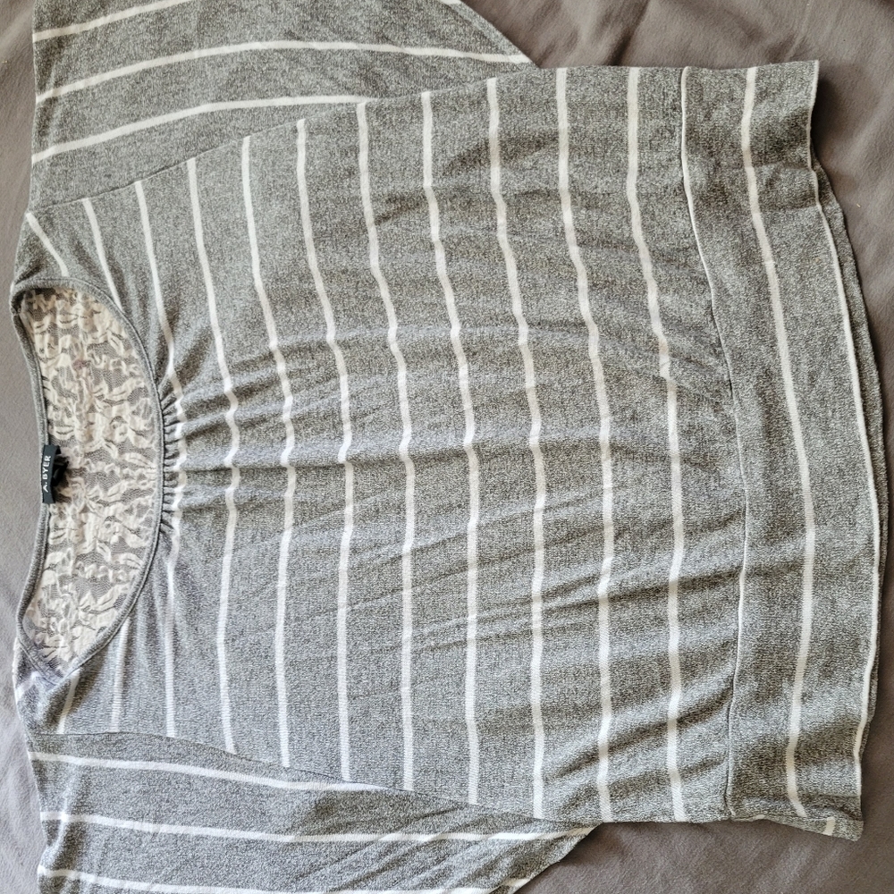 Gray with white stripes lacy back